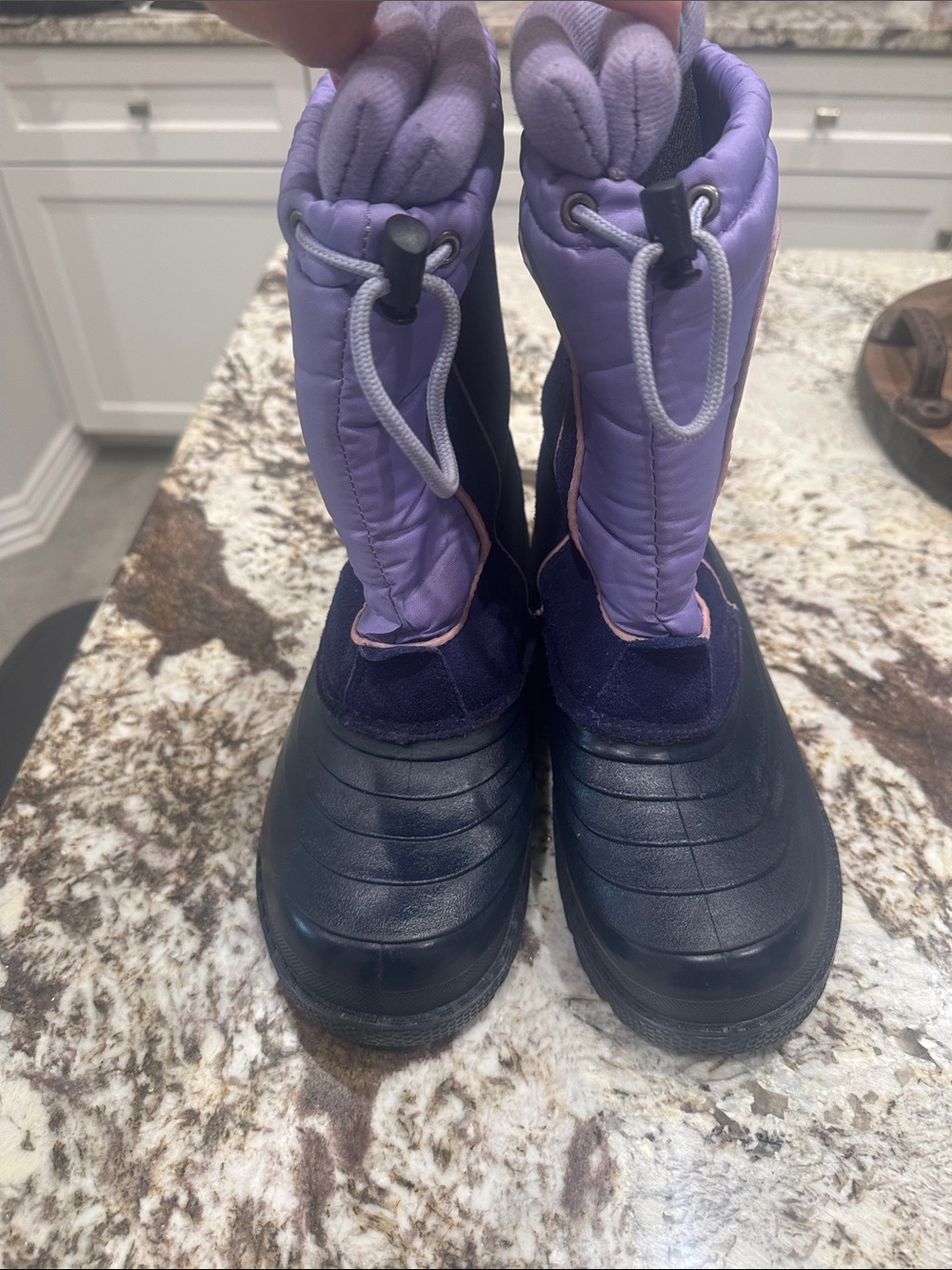 Kids (Girls) Waterproof Snow Boots - Purple and Navy